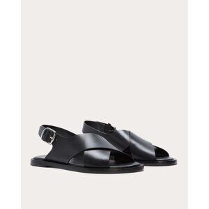 Everlane The City Crossover Sandals in Black New Womens Leather Flats